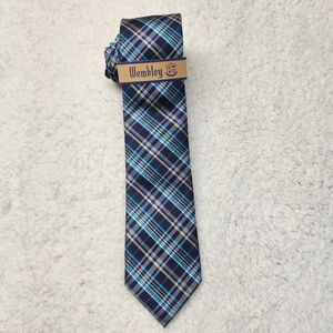 Wembley Aqua Blue Plaid Men's Tie